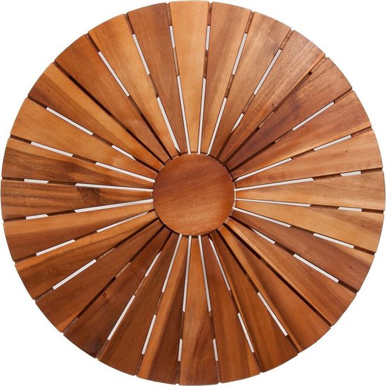 Table d'appoint Casaria Bois d'acacia rond 4 pieds - Marron