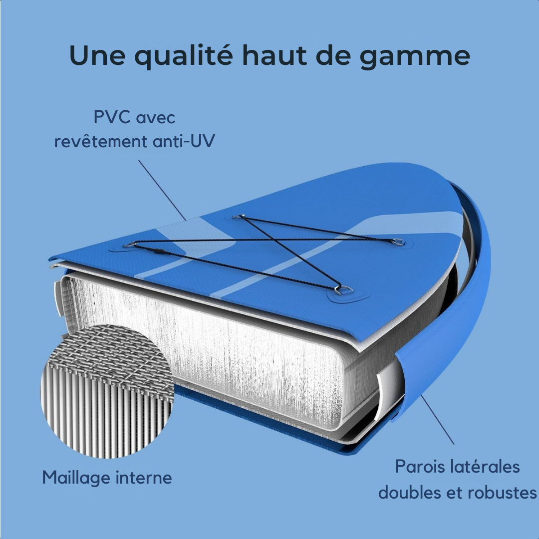 Paddle LifeGoods - Deluxe Set - Avec siège - Planche à pagaie gonflable - Max. 135KG - 320x81cm - Bleu