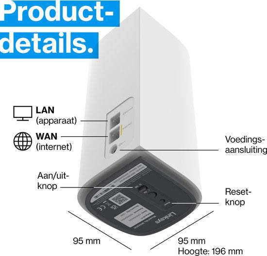 Linksys MX6202 Velop Pro - Mesh WiFi - Amplificateur WiFi - WiFi 6E - 5400 Mbps - 2-Pack - Blanc