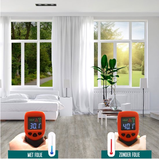 Film de protection solaire pour fenêtres Homewell® - 90 x 300 cm – Isolant et résistant à la chaleur - Protection contre les regards indiscrets - Compatible HR++(+) – Effet miroir à 15 % - Argent