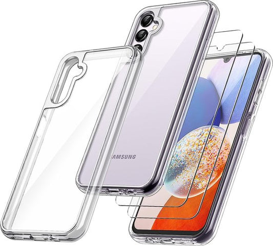 Podec Case Suitable for Samsung Galaxy A14 5G Transparent Phone Case - Anti-Shock Case Cover with 2x Screen Protector