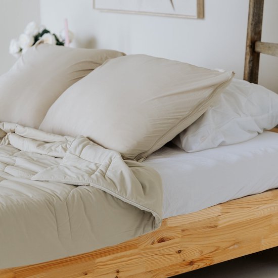 HappyBed Taupe Lot de 2 taies d'oreiller - 60 x 70 cm - 100 % microfibre - Confort de sommeil optimal