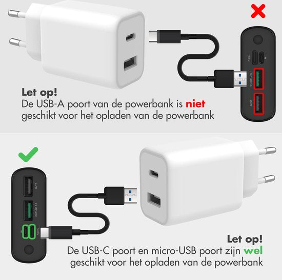 Batterie externe - imoshion - 20000 mAh - Chargeur rapide 22,5W - USB C & USB A - Powerbank adapté à iOS/Android - Rose clair