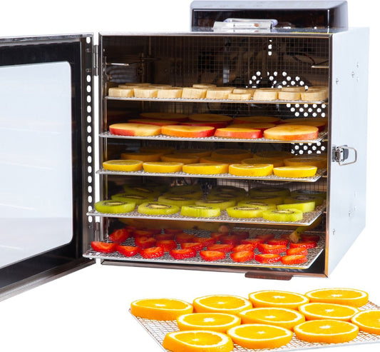 Vita5 Nobel S Voedseldroger – Droogoven - RVS – 24-Uurs Timer - 30-90°C – 400 Watt – Led-bedieningspaneel – Dehydrator – 6 Laags - Voedsel drogen op extreem lage temperatuur van slechts 30°C