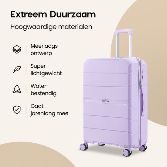 SKYCASES Urban Adventurer - Valise de voyage moyenne - Verrouillage par numéro - 44x27x66cm - 78L - Valise de voyage avec verrouillage de valise - Roues pivotantes - Violet V2