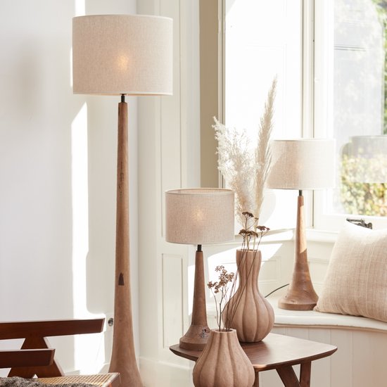 Light & Living Abat-jour Breska - 35 x 30 x 35 (L x H x P) - Tissu - Couleur sable
