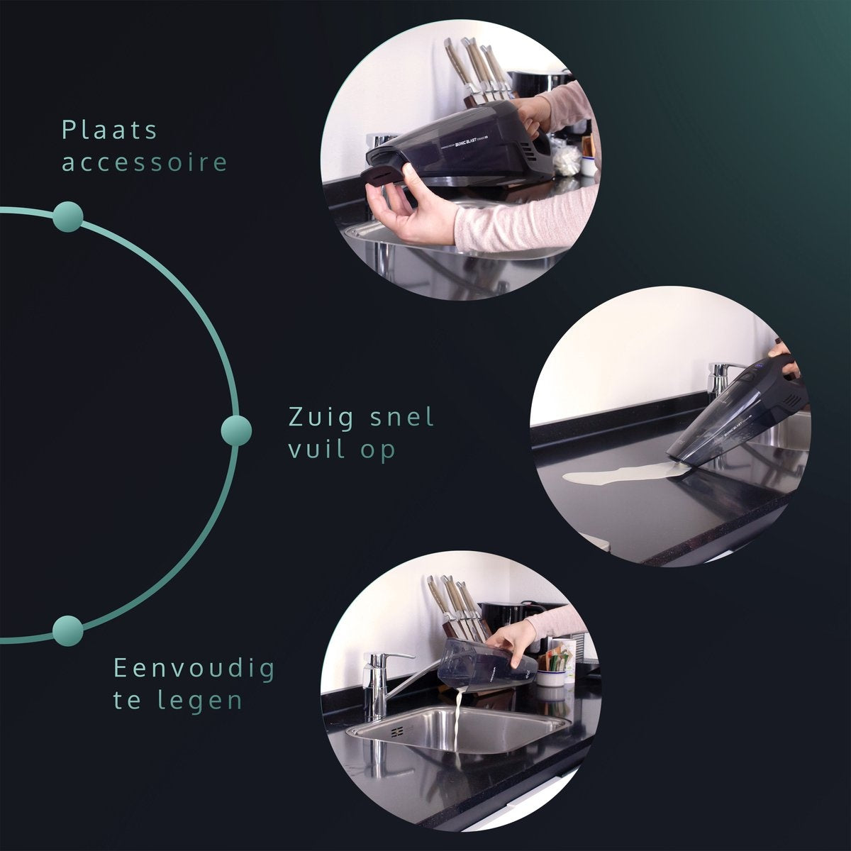 JAP Tornado S2 - Voiture et maison - Solides et liquides - Aspirateur à main tout-en-un - Sans fil - Aspirateur sans sac - 4 têtes - 14.8V