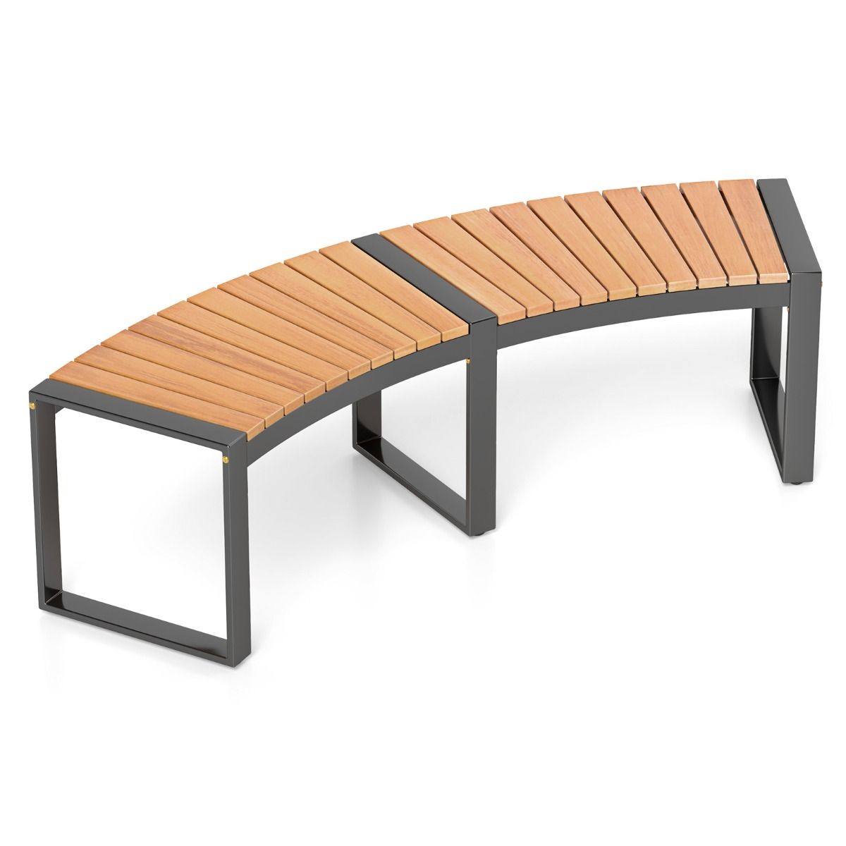 Banc de terrasse Coast en bois d'acacia courbé - Banc pour 2 personnes - 146 x 58 x 45 cm - Jaune/Noir