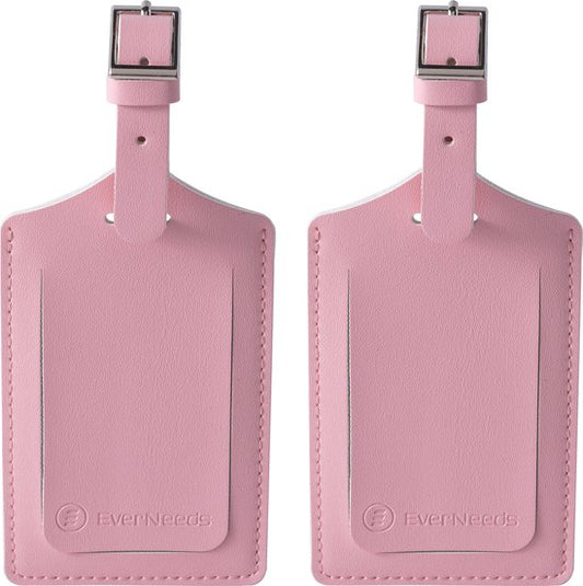 EverNeeds Etiquette de bagage - Etiquette de bagage pour valises - Etiquettes de bagage - Cuir PU - Rose - 2 pièces