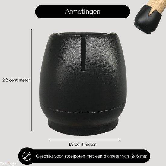 Protecteurs de pieds de chaises Protecteur de sol Ø12-16 mm - Capuchons de pieds de chaises Capuchons de meubles 24 pièces - Capuchons de chaises ronds Protecteurs de sol Chaises - Noir