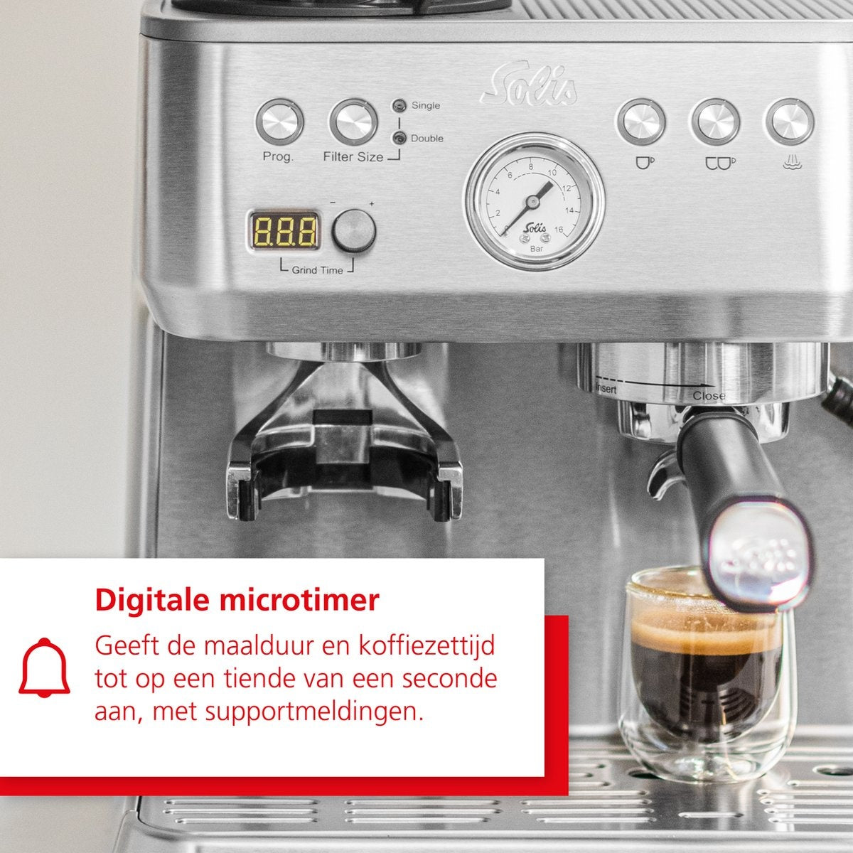 Machine à espresso avec moulin à café antistatique - Solis Grind & Infuse Perfetta 1019 - Argent