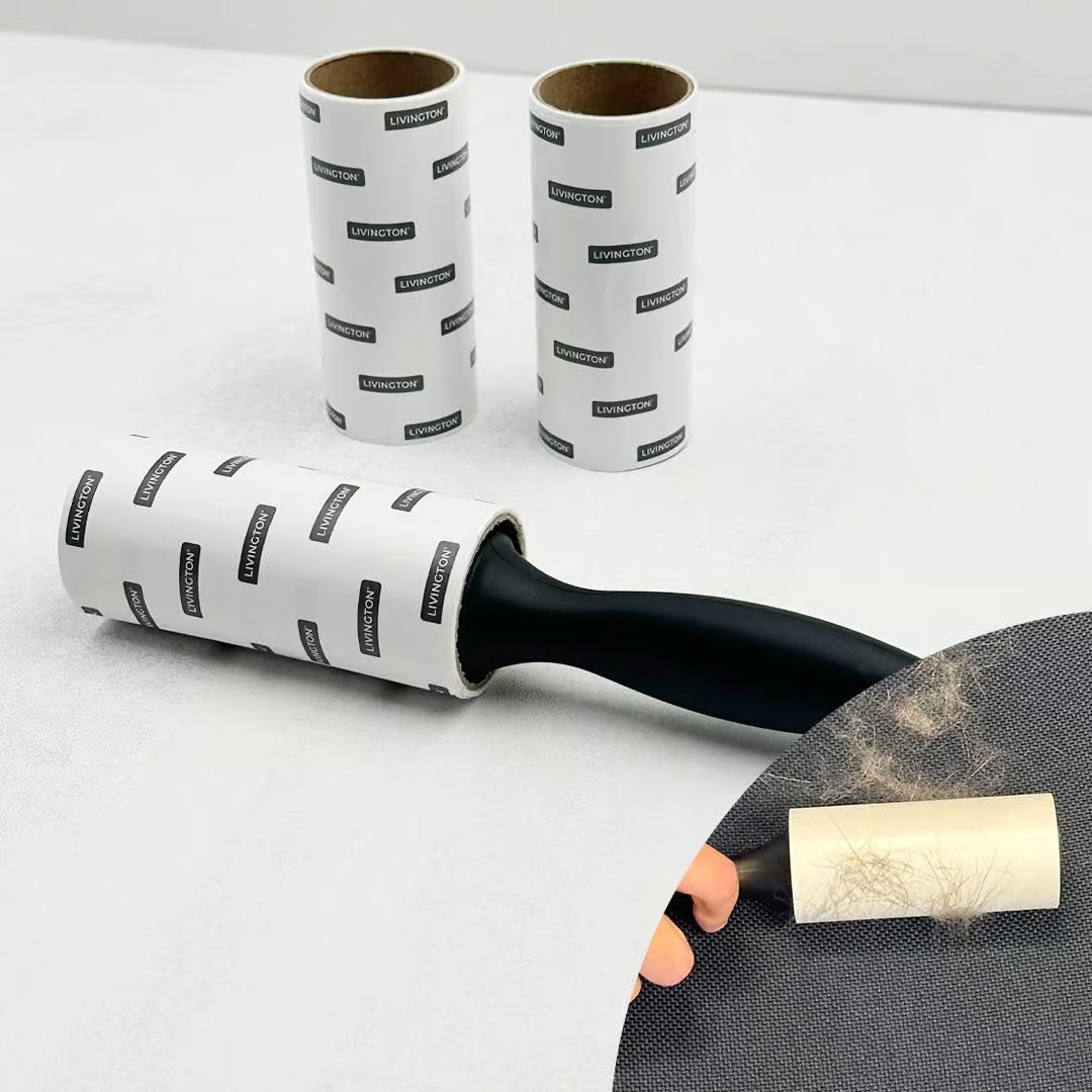 Rouleau anti-peluches Livington - Élimine les peluches et les poils - Rouleau adhésif réutilisable - Convient à de nombreuses surfaces