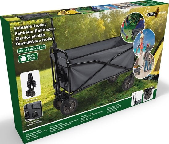 Camp Active - Wagon pliable - Facilement pliable - Stockage compact - Noir