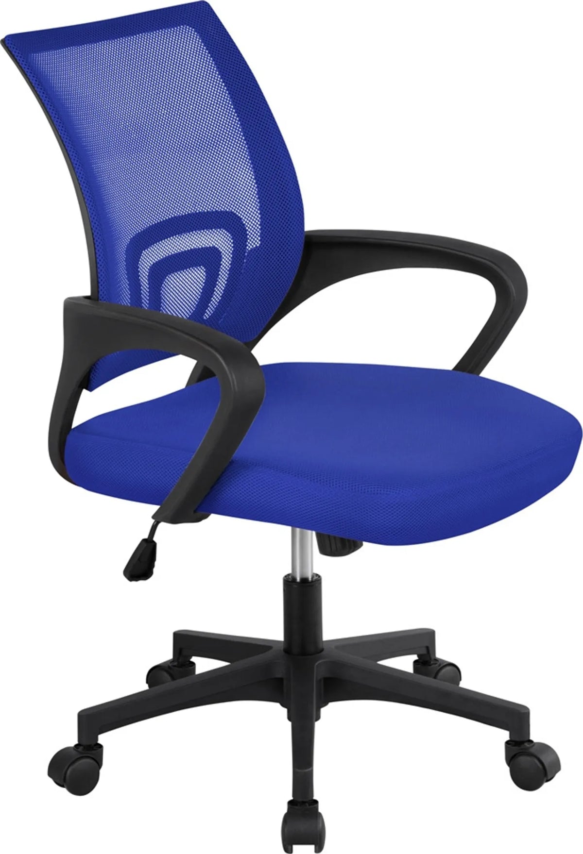 Chaise de bureau ergonomique Yaheetech - équipée d'un tissu en maille respirant, d'une fonction de basculement et d'un siège large - pour le bureau et l'étude - Nylon bleu et acier - 60,5 x 60 x 87-97 cm