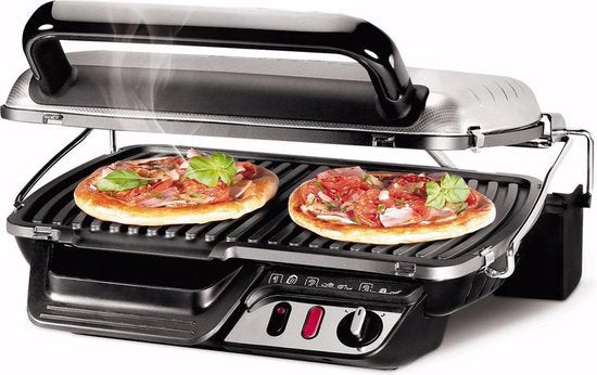 Gril de table Tefal Ultra Compact 600 Comfort GC3060 - Mode barbecue - Température réglable - Plaques antiadhésives amovibles - Bac de récupération des graisses - Rangement vertical - 2 000 W - Acier inoxydable