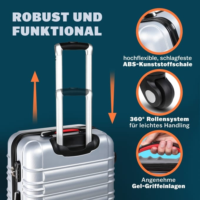 Monzana Set de 3 étuis rigides - M/L/XL - Silver