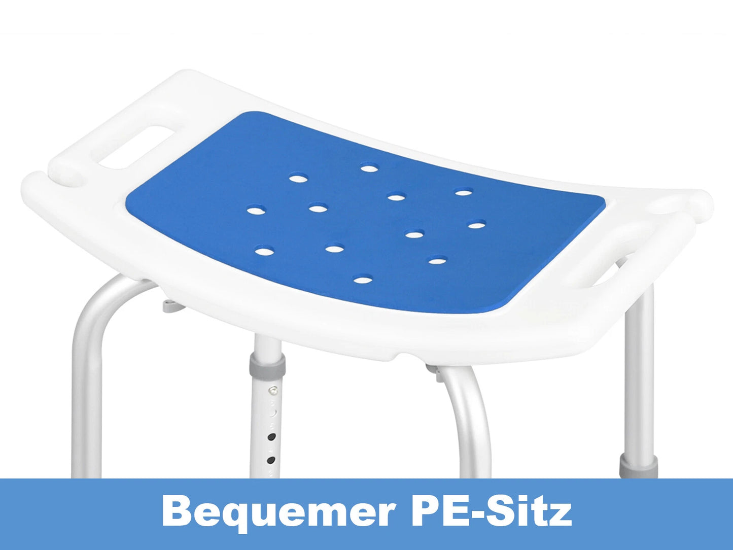 Tabouret de douche Eugad - Acier inoxydable - Poids max. 130 kg - 31 x 51 x 41 cm - Bleu/Blanc