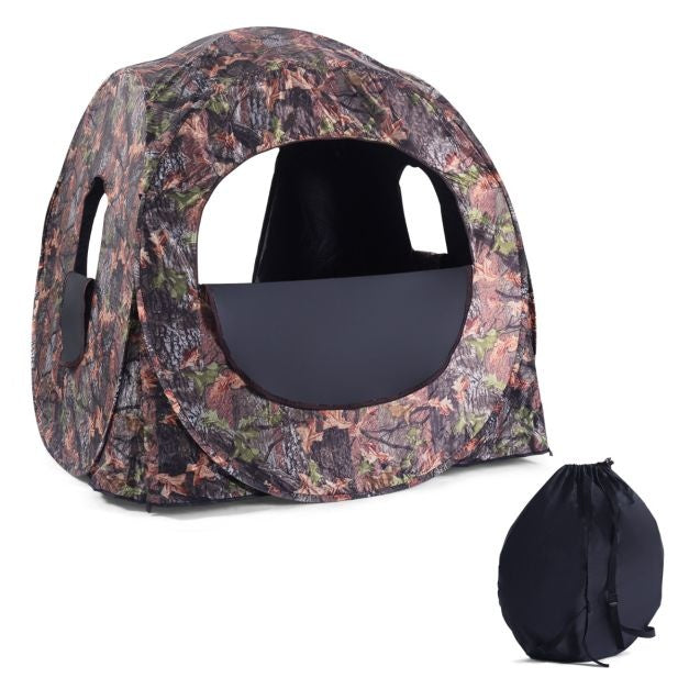 Cabane de chasse rétractable Coast pour 3 personnes Tente de chasse Cadre en acier Fenêtres en maille Sac de transport Sangles Piquets de sol Camouflage 152 x 152 x 163cm