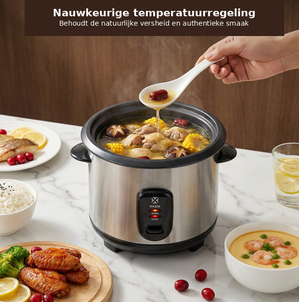 Cuiseur à riz électrique Woox 1 litre - Noir et inox - Couvercle en verre
