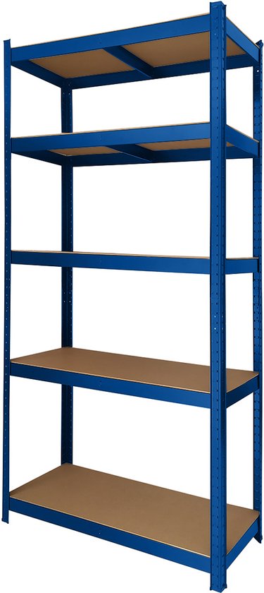 BRASQ Étagère métallique bleue - Étagère de rangement - Armoire murale - Armoire de rangement - 180 x 90 x 40 cm - 5 niveaux - armoire - 175 kg/étagère - 875 kg max.