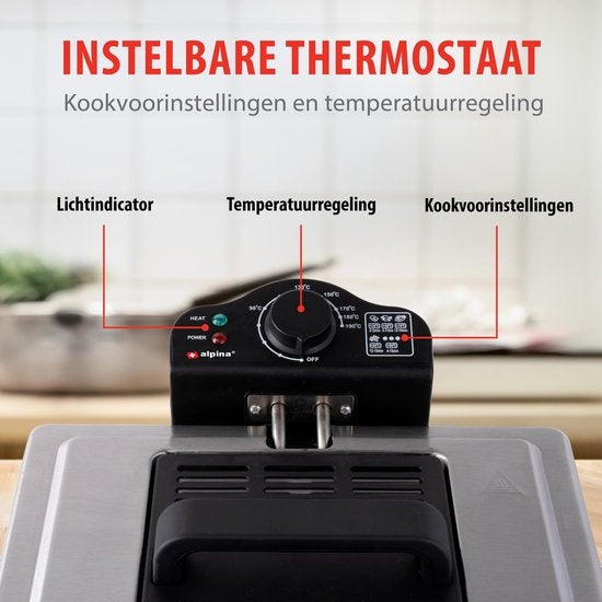 Friteuse double Alpina, 3 paniers - 2,5 / 5 litres 2000 Watt - inox