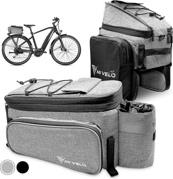 MIVELO - Sacoche de transport - sac à bagages vélo - extensible jusqu'à 20 l - résistant à l'eau - 20 l gris