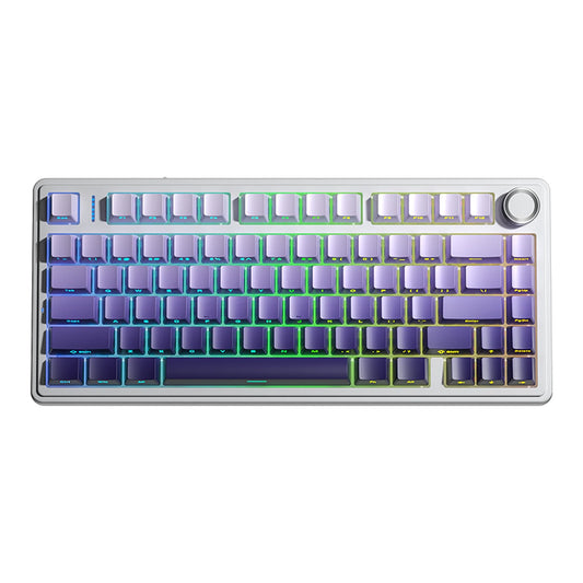 Clavier mécanique AULA F75 Pro - Disposition 75 % - Sans fil tri-mode - Hot-swap - RGB - Violet