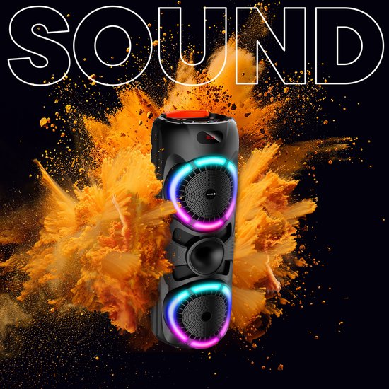 Denver Bluetooth Speaker Party box - Lumières disco - Party box - Microphone sans fil et télécommande inclus - BPS459