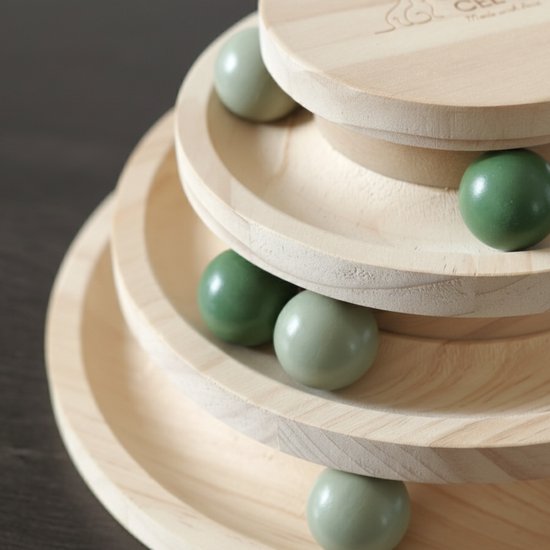 By Cee Cee Jouets en bois pour chat - Tour de jeu pour chat - 26x26x14.5cm - Ziva