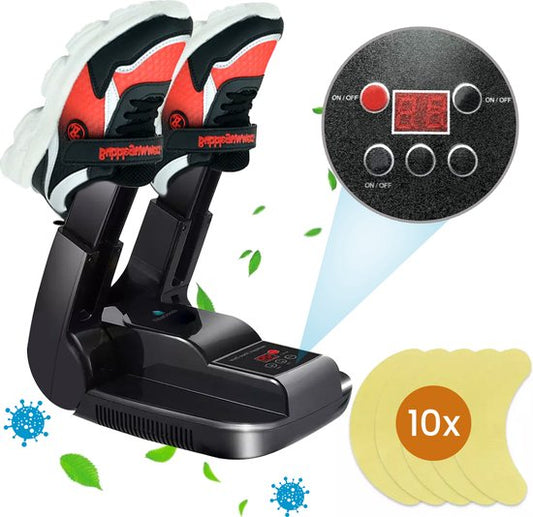 TibaGoods Premium Shoe Dryer & Shoe Freshener - Fonction ozone - Shoe Dryer Fresh - Fonction séchage - Comprend 10 destructeurs d'odeurs - Chaussure - Noir