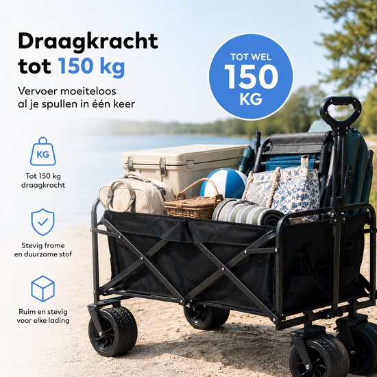 Chariot pliable - Chariot pliable 150 kg - Chariot à main pour courses - Chariot de plage - Chariot pour transporter les enfants - Beachwagon - Chariot pour enfants - Chariot à main - Chariot de jardin - Chariot de plage et de festival - Chariots de plage