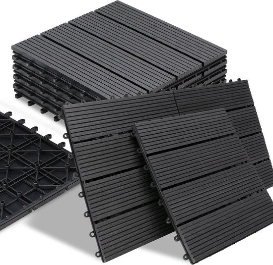 Dalles de terrasse en WPC - Système d'insertion classique 30x30cm - Anthracite