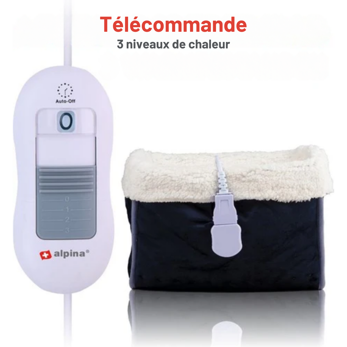 Chauffe-pieds électrique - Alpina - Lavable - 3 niveaux de chaleur - Gris foncé