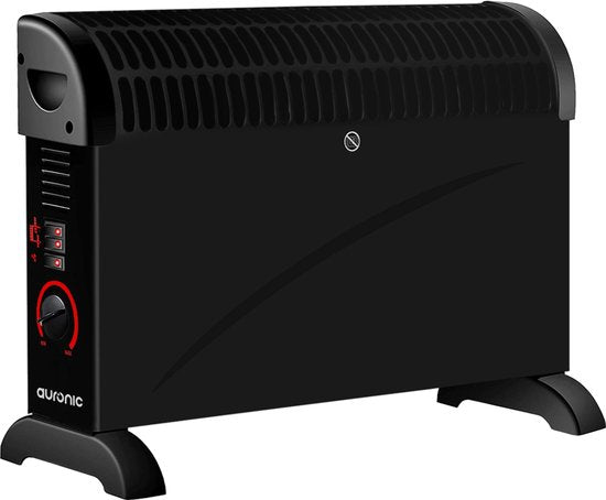 Auronic Convecteur électrique - 750/1250/2000 Watts - Avec ventilateur - Chauffage - Ventilateur - Noir
