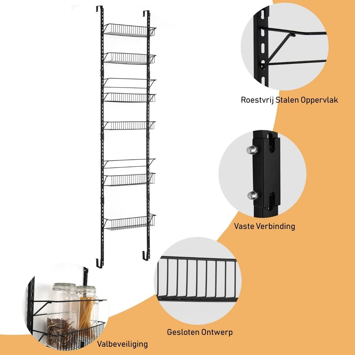 Coast Storage Rack - 6 couches - 43 x 13 x 196,5 cm - Noir - Fer