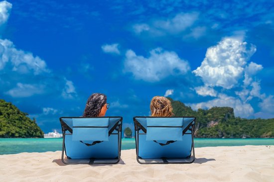 Chaise longue de plage Feel Furniture - Sac de transport inclus - Bleu