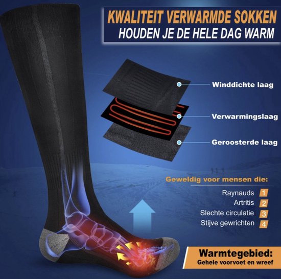 Chaussettes chauffantes - Chaussettes électriques - chaussettes - Chaussettes électriques chauffantes - Pointures 36 à 41