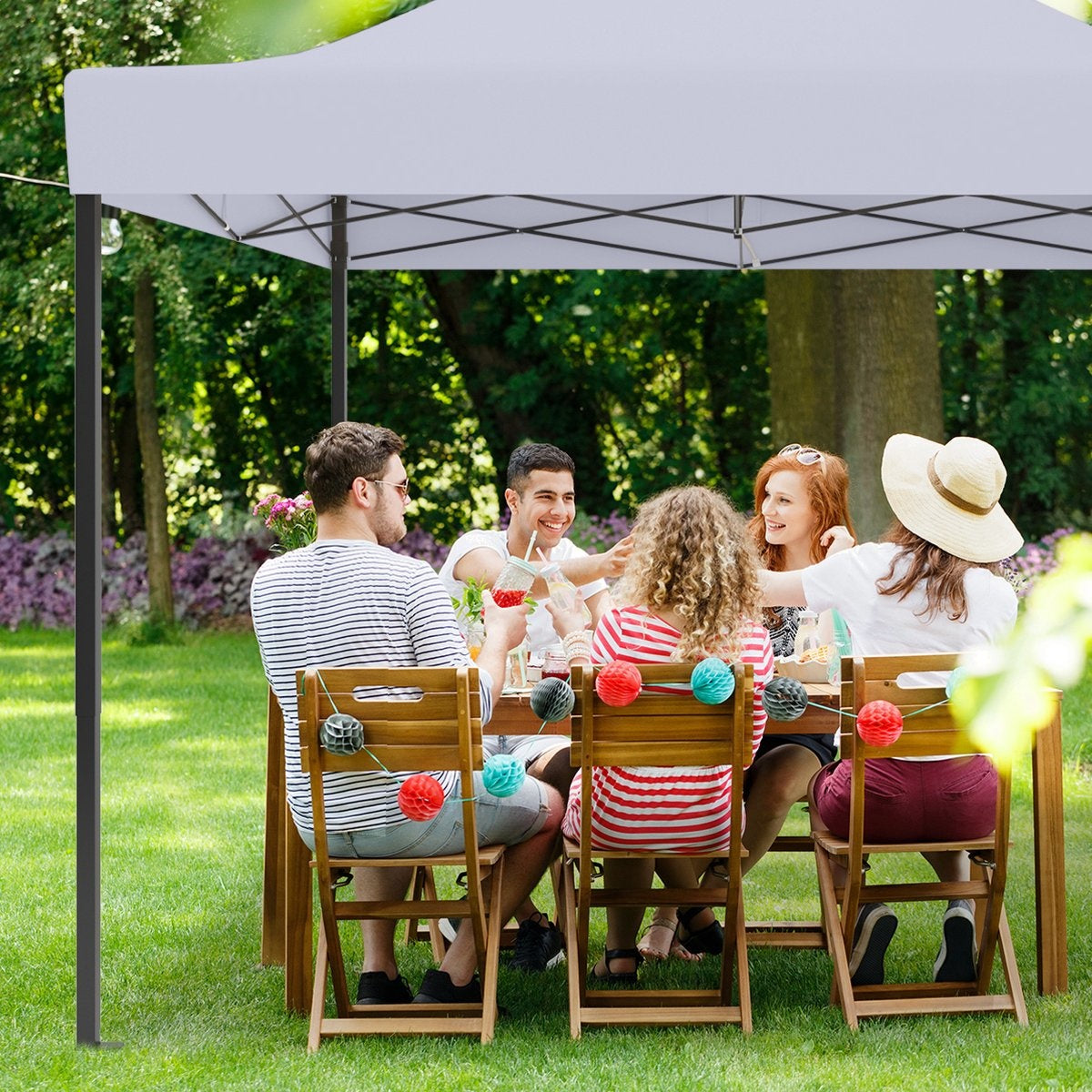 Tente de réception LifeGoods - Étanche- Pliable - 3x3m - Gris foncé