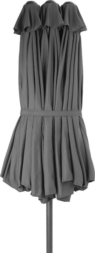 tectake® - Parasol double Silia - Parasol de terrasse - Parasol XXL - gris - 404256