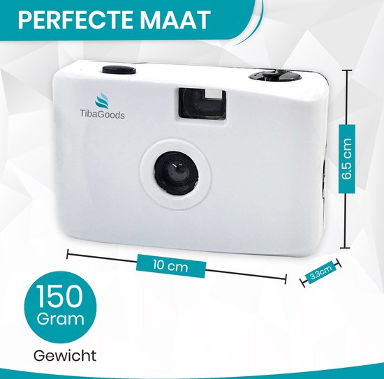 TibaGoods appareil photo jetable - avec rouleau - étanche - appareil photo analogique - appareil photo pour enfants - blanc