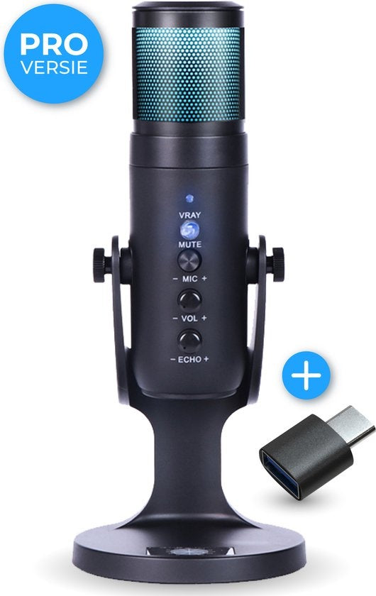 Nuvance - Microphone USB avec support - pour PC et Microphone de jeu - Microphone de streaming - RGB