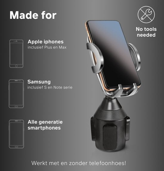 Bintoi® T300 - Supports de téléphone Accessoires de voiture intérieur - Support universel de téléphone GSM pour voiture - Support de gobelet pour voiture - Support de téléphone mobile pour voiture - Cadeau