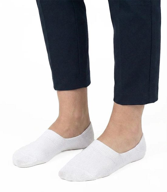 Basset - Chaussettes invisibles unisexes en bambou - Lot de 2 - Taille 35/38 - Blanc