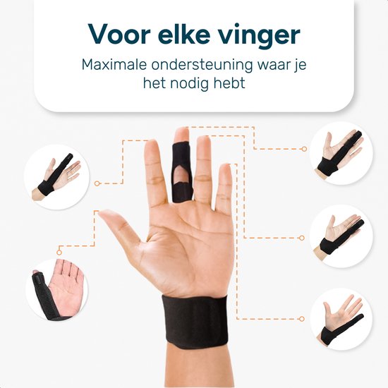 Attelle de doigt - Doigt du milieu - Taille unique - Convient à tous les doigts - Attelle de doigt - Noir - Attelle de doigt - Attelle de doigt - Index - Gâchette - Annulaire - Doigt en maillet - Attelle