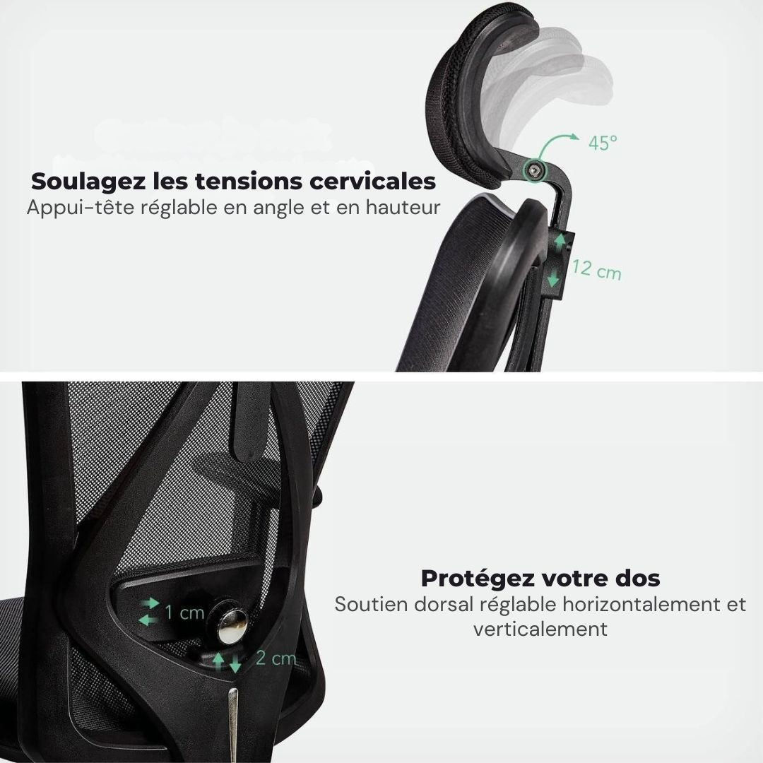 Chaise de bureau ergonomique - LifeGoods - Réglable - Jusqu'à 136 kg - Noir