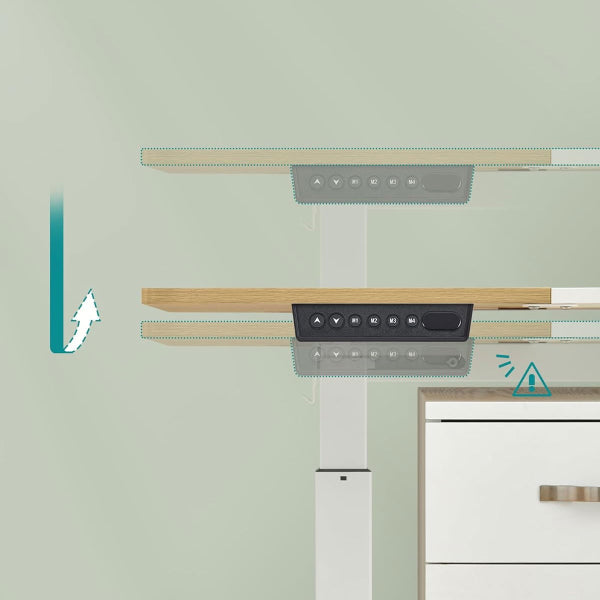 Bureau à réglage électrique Songmics - 120 x 60 cm - Beige/Blanc