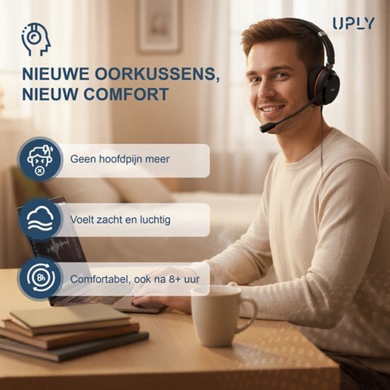 Lot de coussinets pour casque Jabra - Coussinets Evolve 20 - Evolve 20/20se/30/30II/40/65 - Simili cuir avec mousse à mémoire de forme