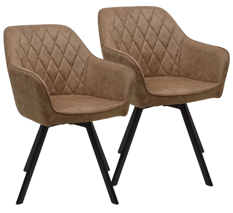 Meubles 31 Brione - Chaise de salle à manger Duopack - Pivotant à 360° - H 83 x L 59 cm - Microfibre/Acier - Taupe