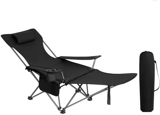 Chaise de camping : [Woltu] - super Confortable - Pliable - Léger - Appui-tête amovible - Repose-pieds rétractable