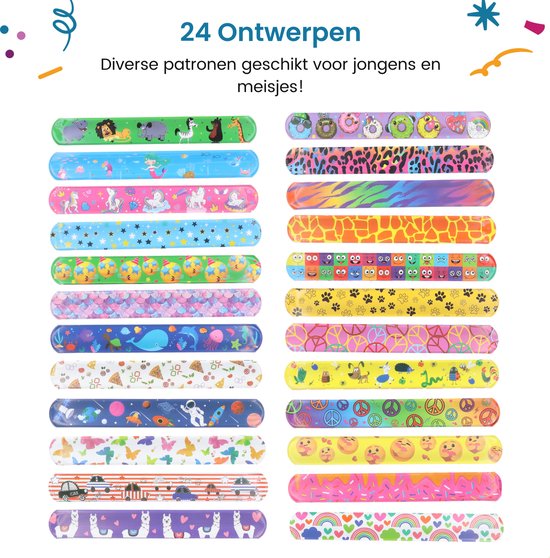 Partizzle 48x Kit Bracelets à Gifles - Bracelet à Gifles / Bracelets à Clics - Bracelet à Gifles Cadeaux d'évasion - Bracelet de Graduation Cadeaux de Traitements - Pour les Enfants
